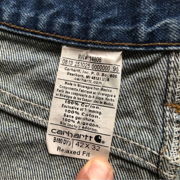 Carhartt Classic Relaxed-Fit Blue Jeans Denim Pants Men’s Size W42/L32 Casual - Picture 6 of 16